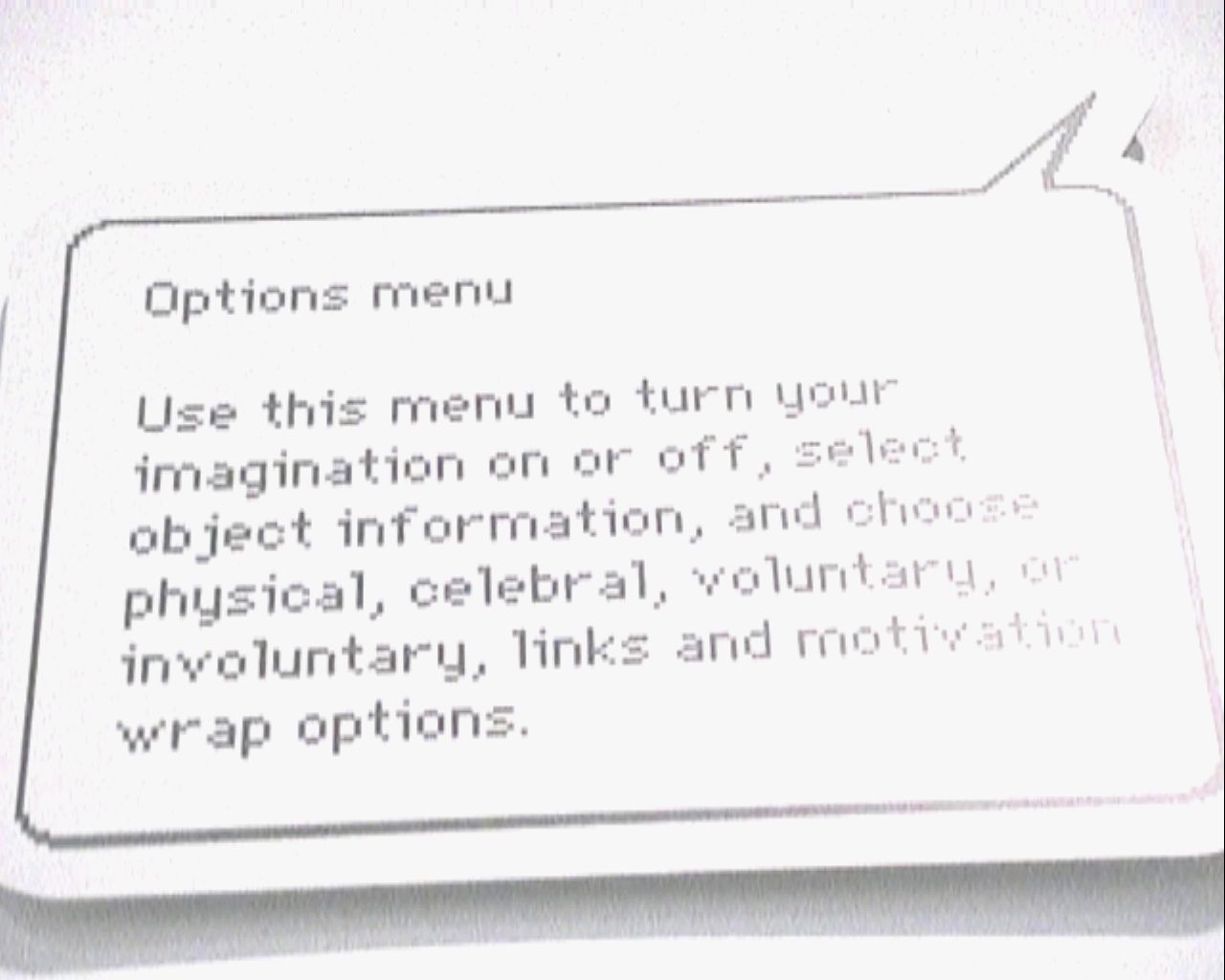 OPTIONS MENÙ